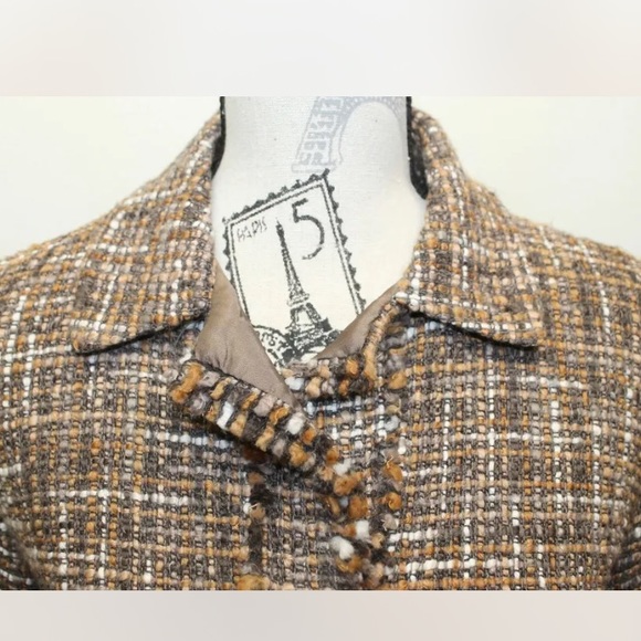Perry Ellis Tweed Women Brown Blazer Size 8 Wool - Picture 8 of 12